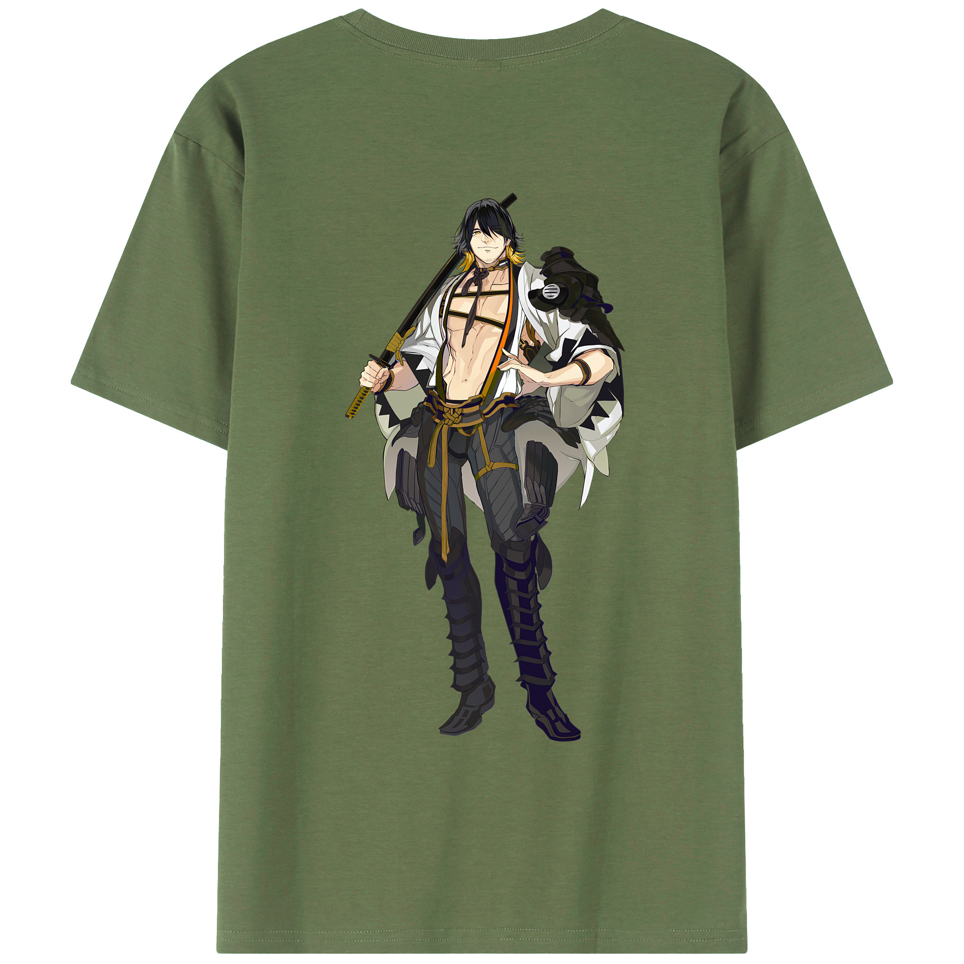 （画像用） 刀剣乱舞 Touken Ranbu 綿100％ メンズ半袖Tシャツ（バックプリント） 通気性